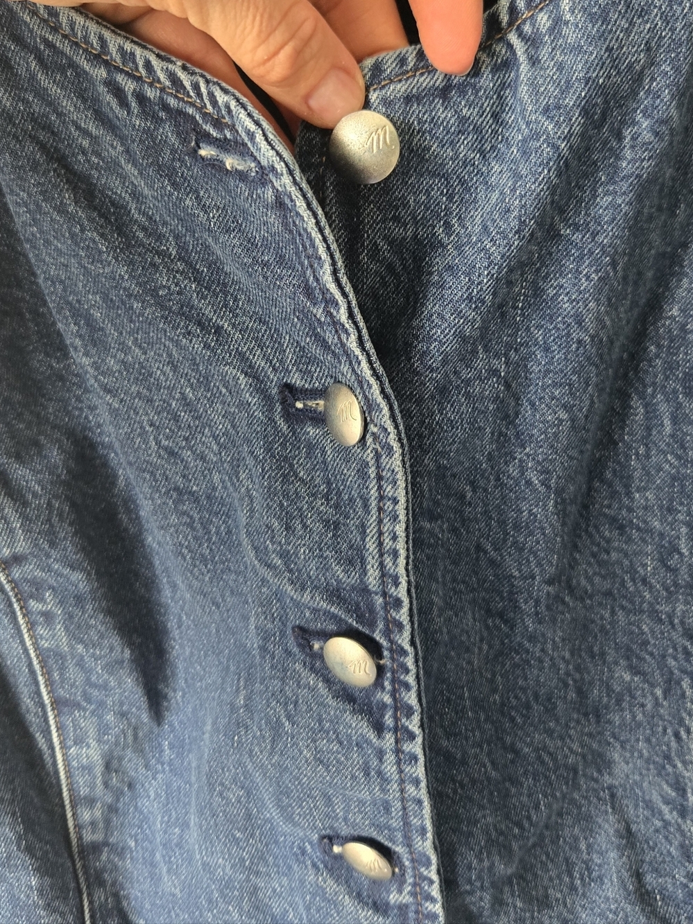 Madewell Women's Denim Crewneck Cutaway Vest in Greendale Wash - Picture 6 of 9
